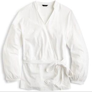 J Crew Wrap Top W/ Collar V Neck White Sz XL J7875